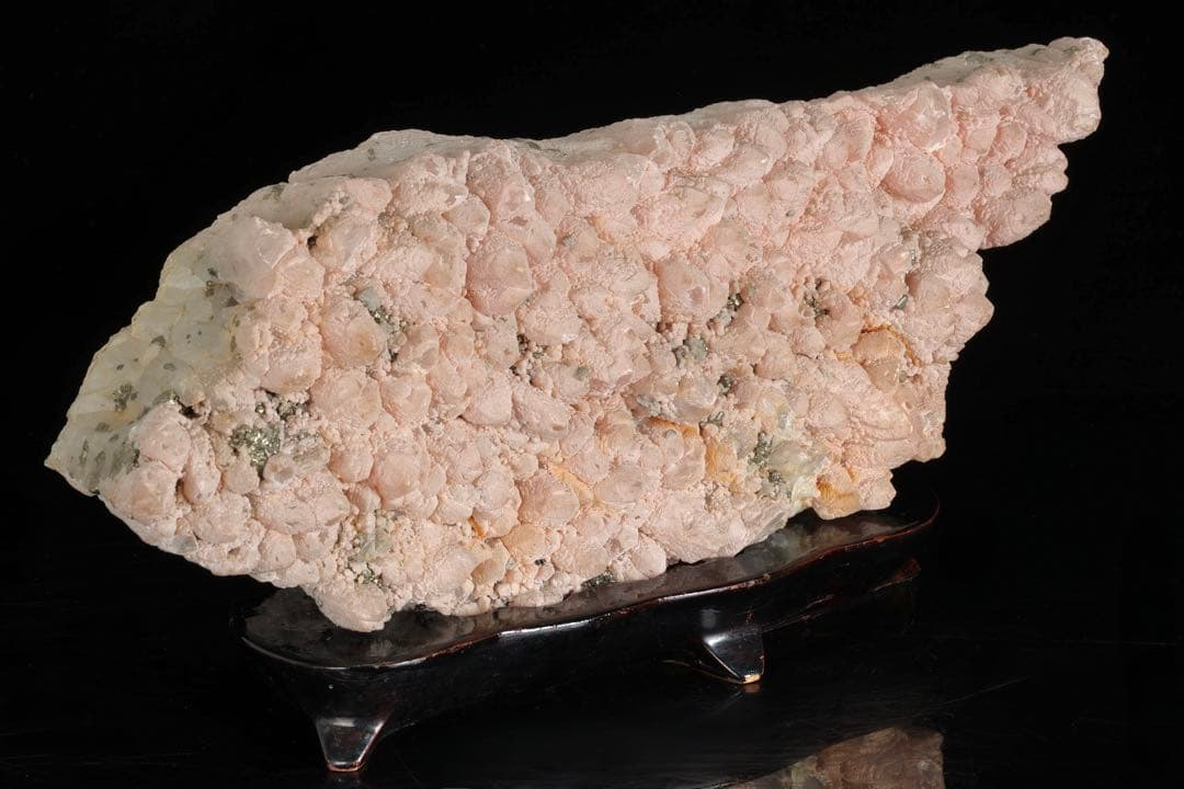 国産 菱マンガン鉱 インカローズ 黄鉄鉱 天然石 5kg 台座付 鉱物 鑑賞石