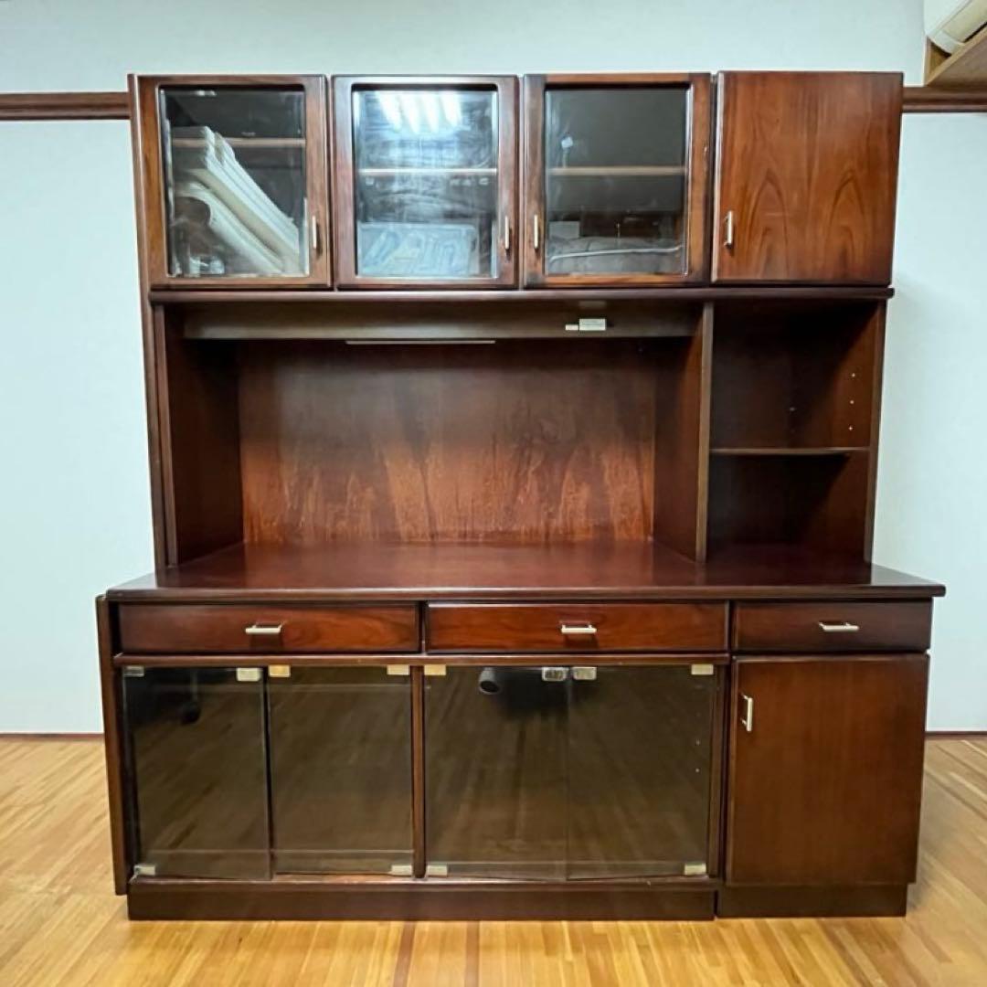 カリモク　本棚　サイドボード　食器棚　木製　キャビネット ダークブラウン