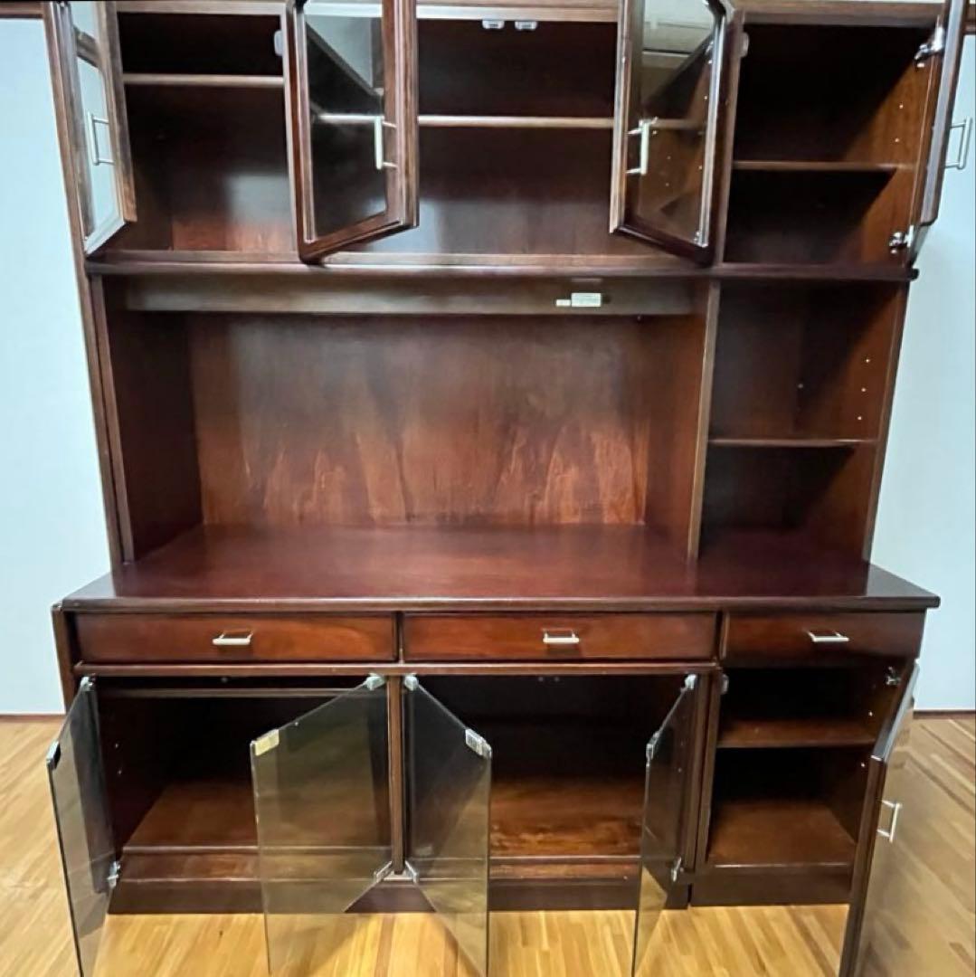 カリモク　本棚　サイドボード　食器棚　木製　キャビネット ダークブラウン