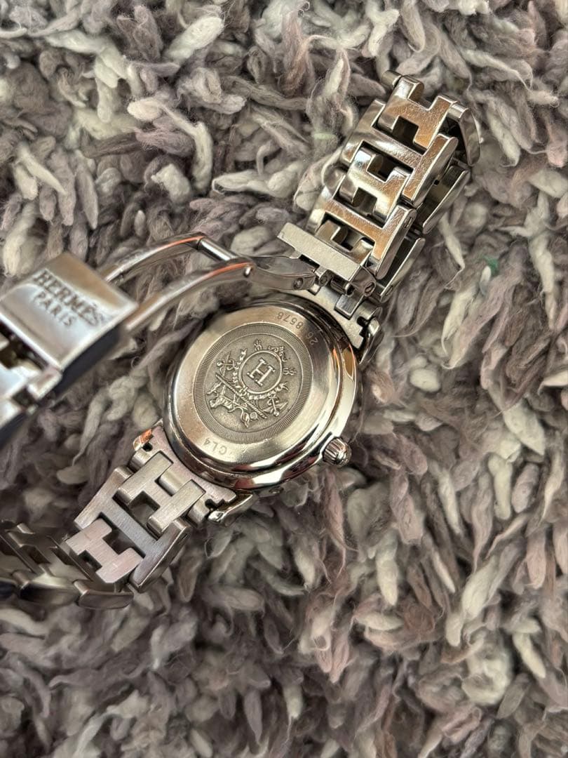 【HERMES】ピンクシェル クリッパーナクレ レディース 腕時計　ジャンク