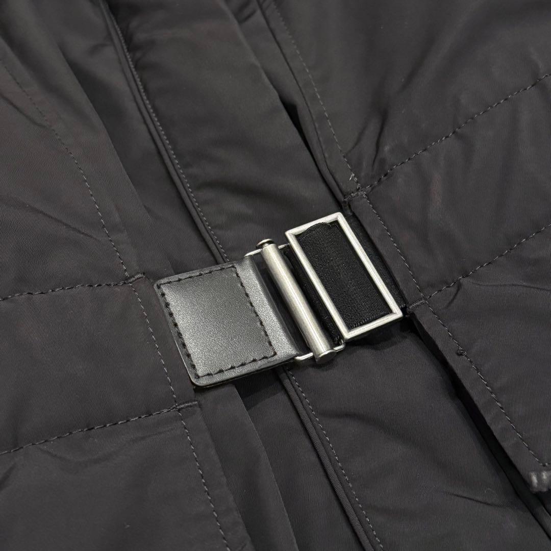 theory セオリー 牛革ベルト付きロングダウンコート Aライン ブラック