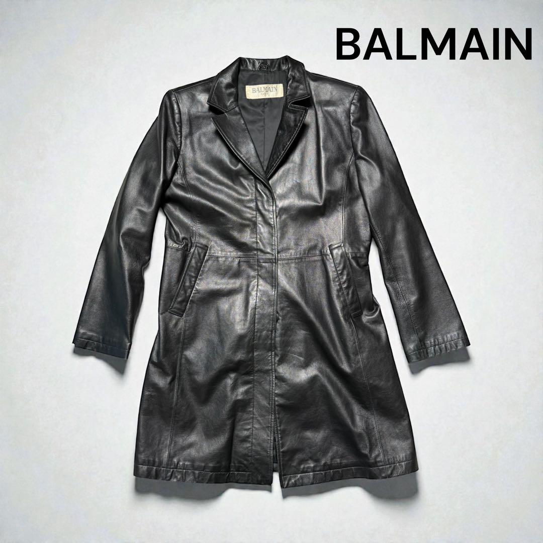 BALMAIN バルマン　レザーコート ラムレザー