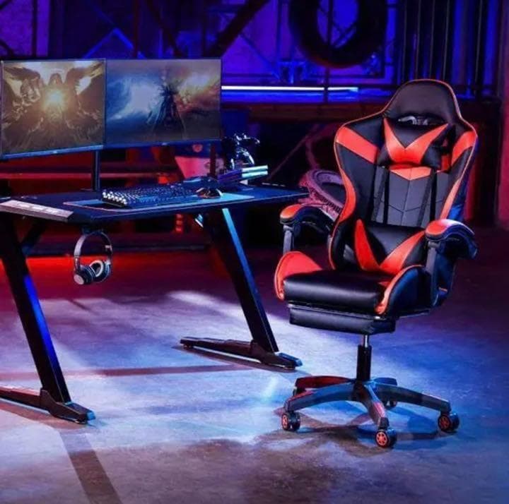 数量限定 赤 ゲーミングチェア オフィスチェア デスクチェア フットレスト付き