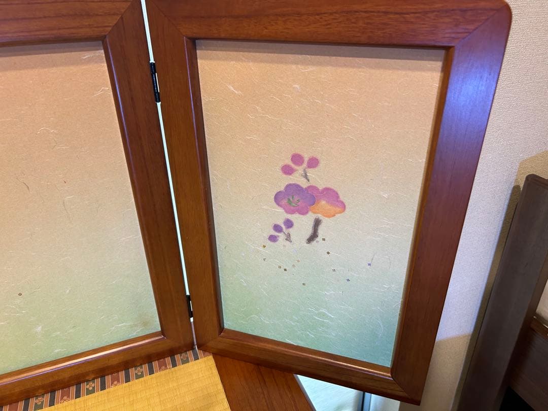 あゆな　桐製 三段ひな壇 春日三段 梅柄屏風セット　お雛様　正月飾り