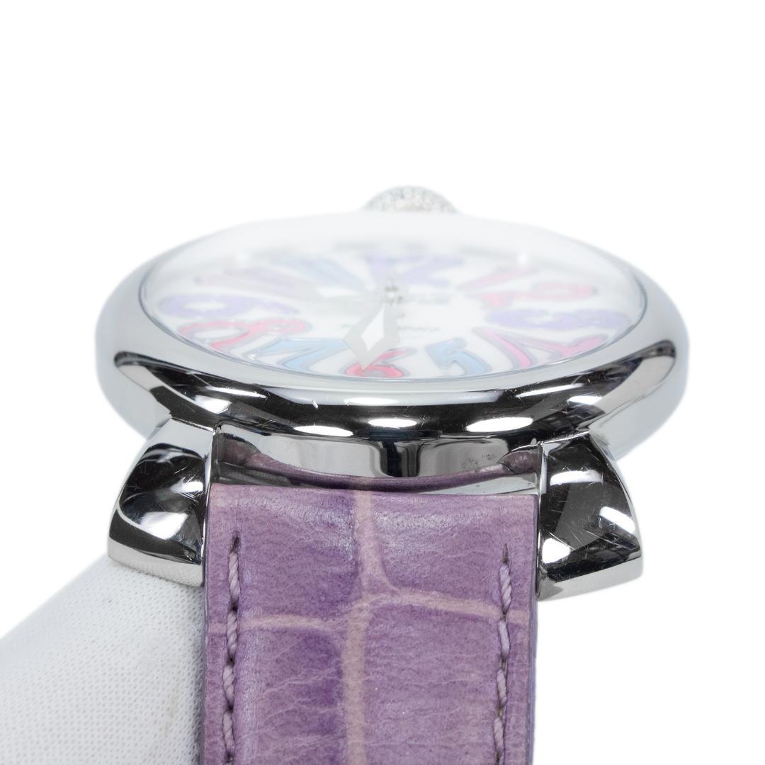 ガガミラノ 腕時計 レディース マヌアーレ40mm 白 薄紫色 シェル盤 ロゴ