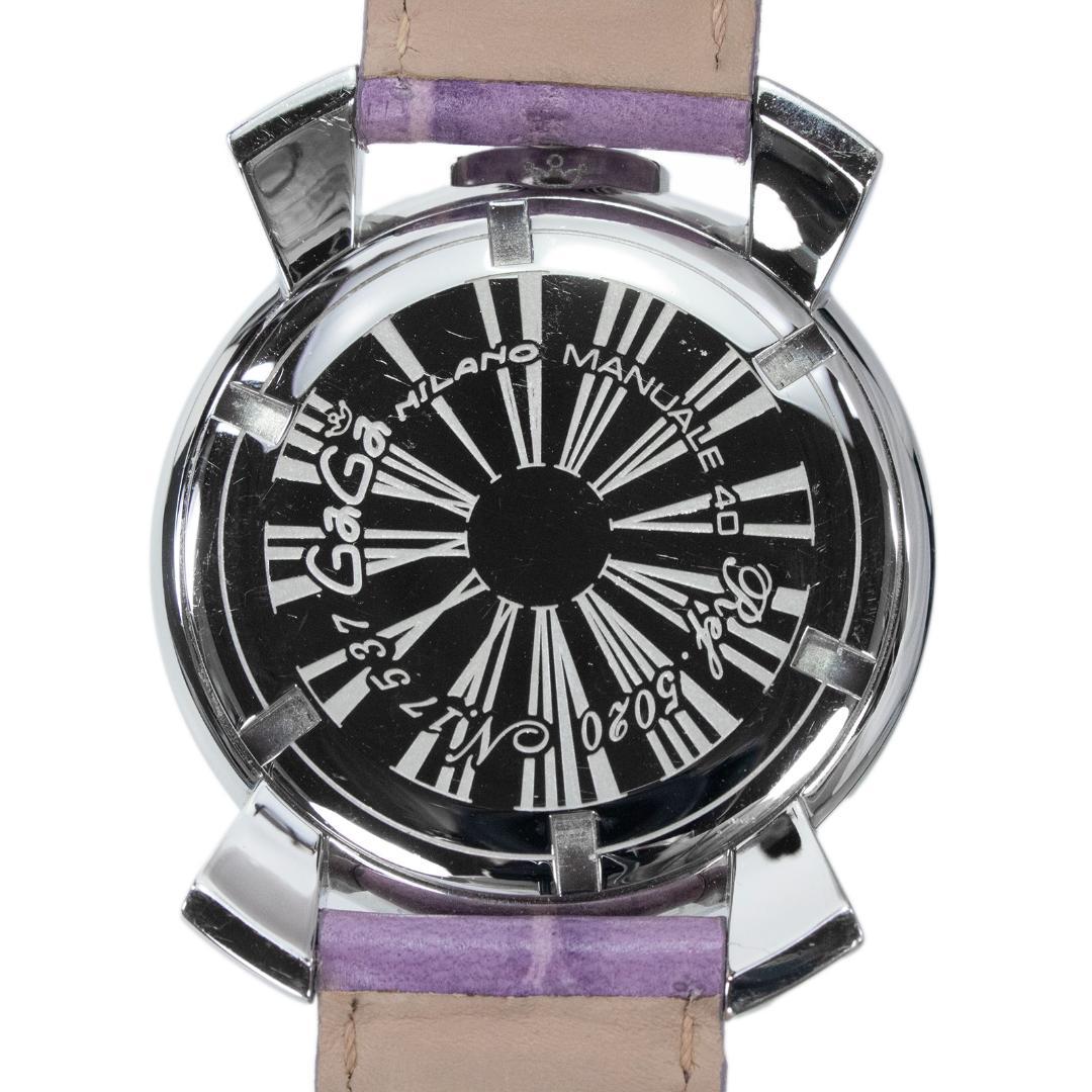 ガガミラノ 腕時計 レディース マヌアーレ40mm 白 薄紫色 シェル盤 ロゴ
