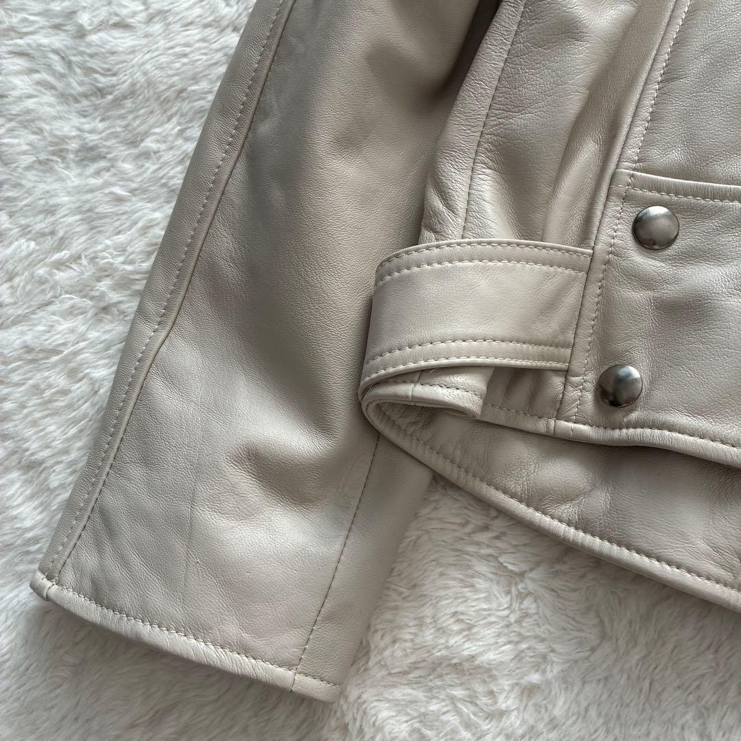 美品✨【bucks&leather】ラムレザー ライダースジャケット グレージュ