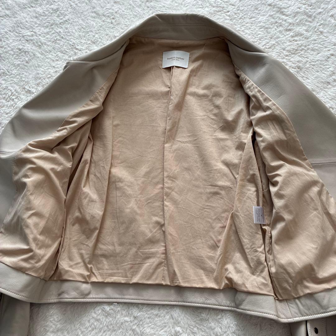 美品✨【bucks&leather】ラムレザー ライダースジャケット グレージュ