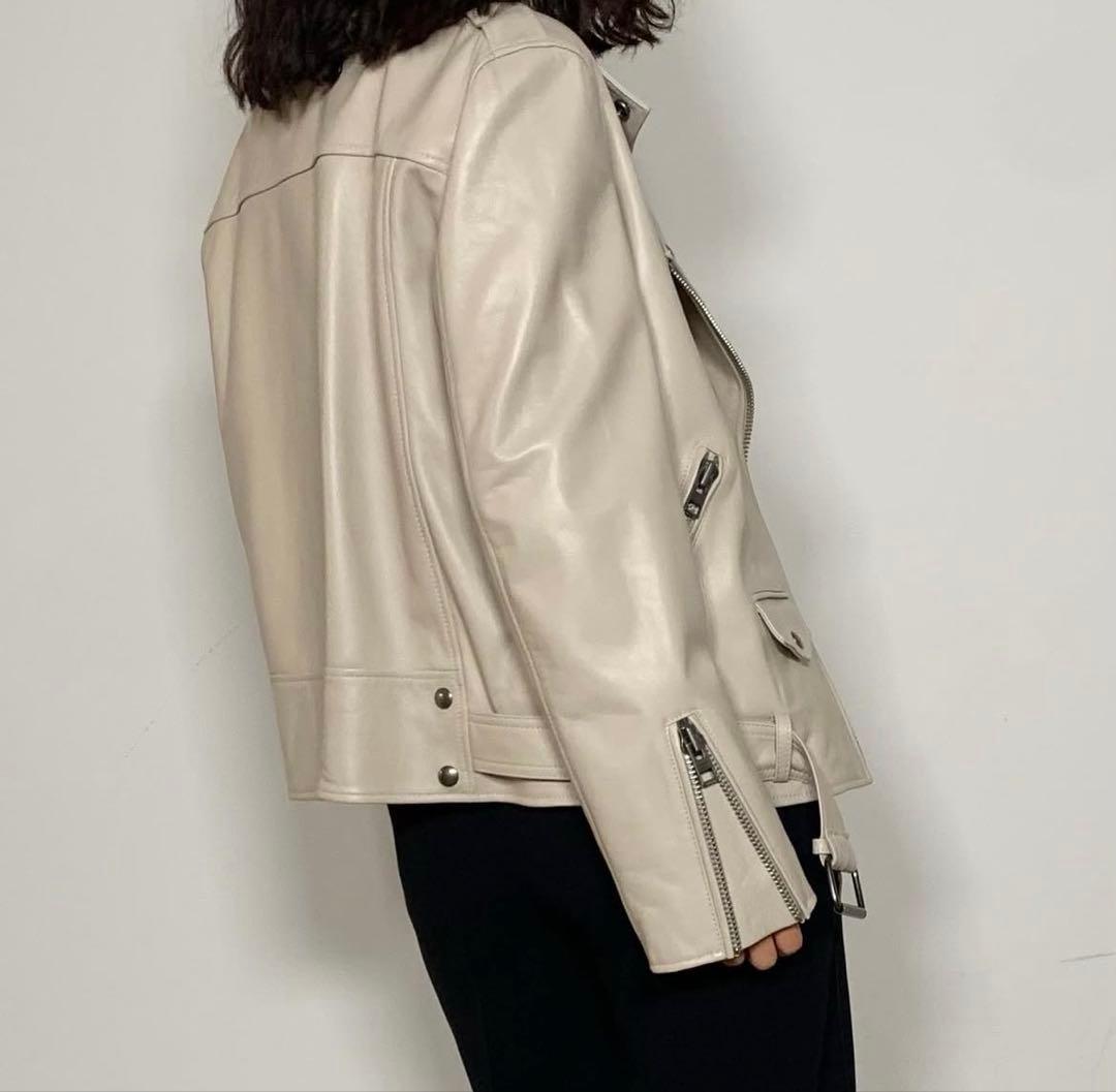 美品✨【bucks&leather】ラムレザー ライダースジャケット グレージュ