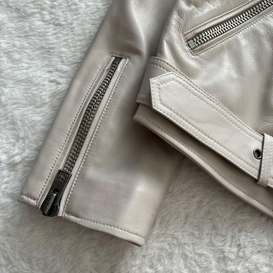 美品✨【bucks&leather】ラムレザー ライダースジャケット グレージュ