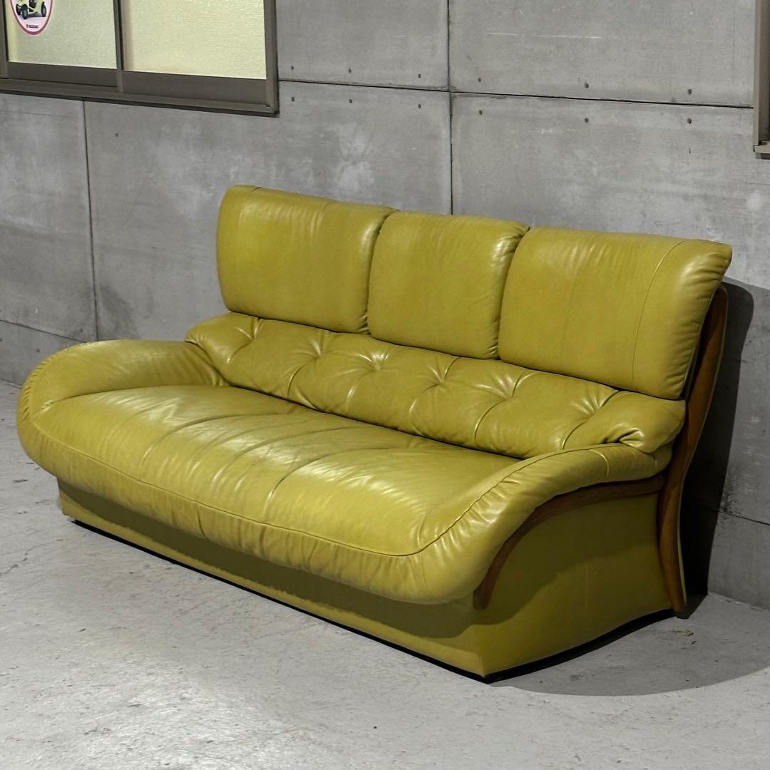 昭和レトロ karimoku カリモク 本革ソファ 3人掛｜ZTシリーズ応接家具