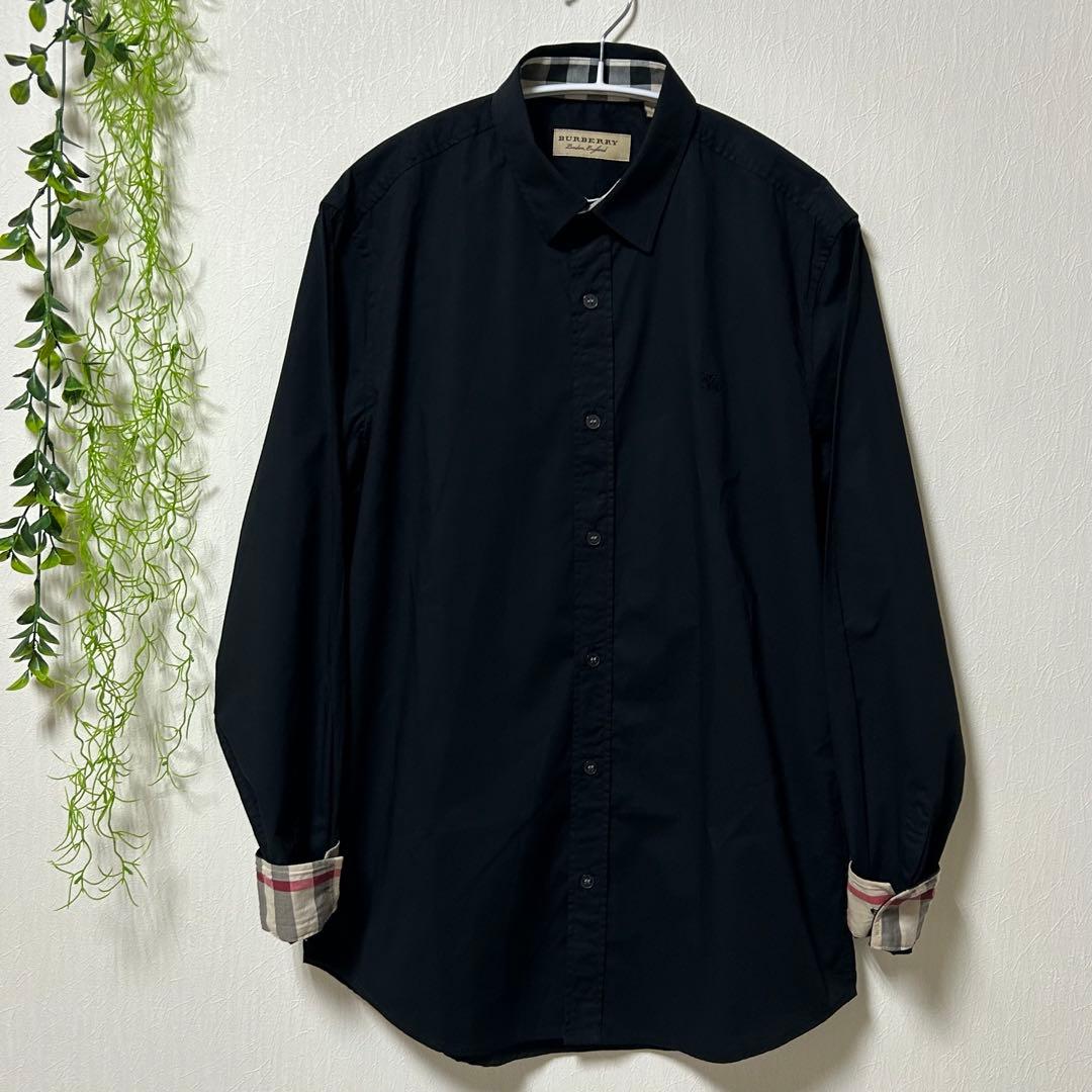 【現行タグ】 BURBERRY LONDON 長袖シャツ ブラック チェック S