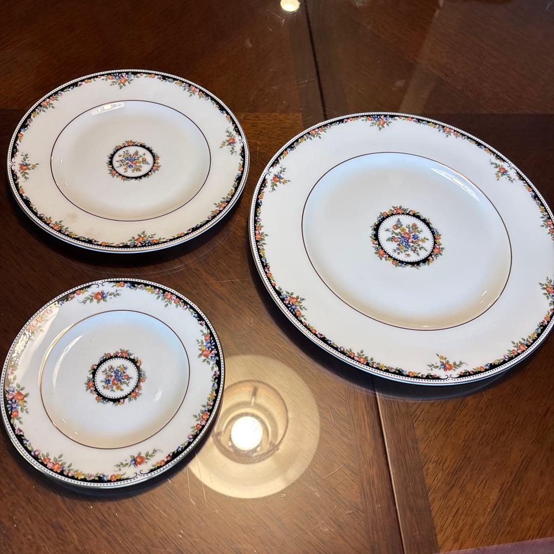  ボーンチャイナ 花柄皿 3点セット