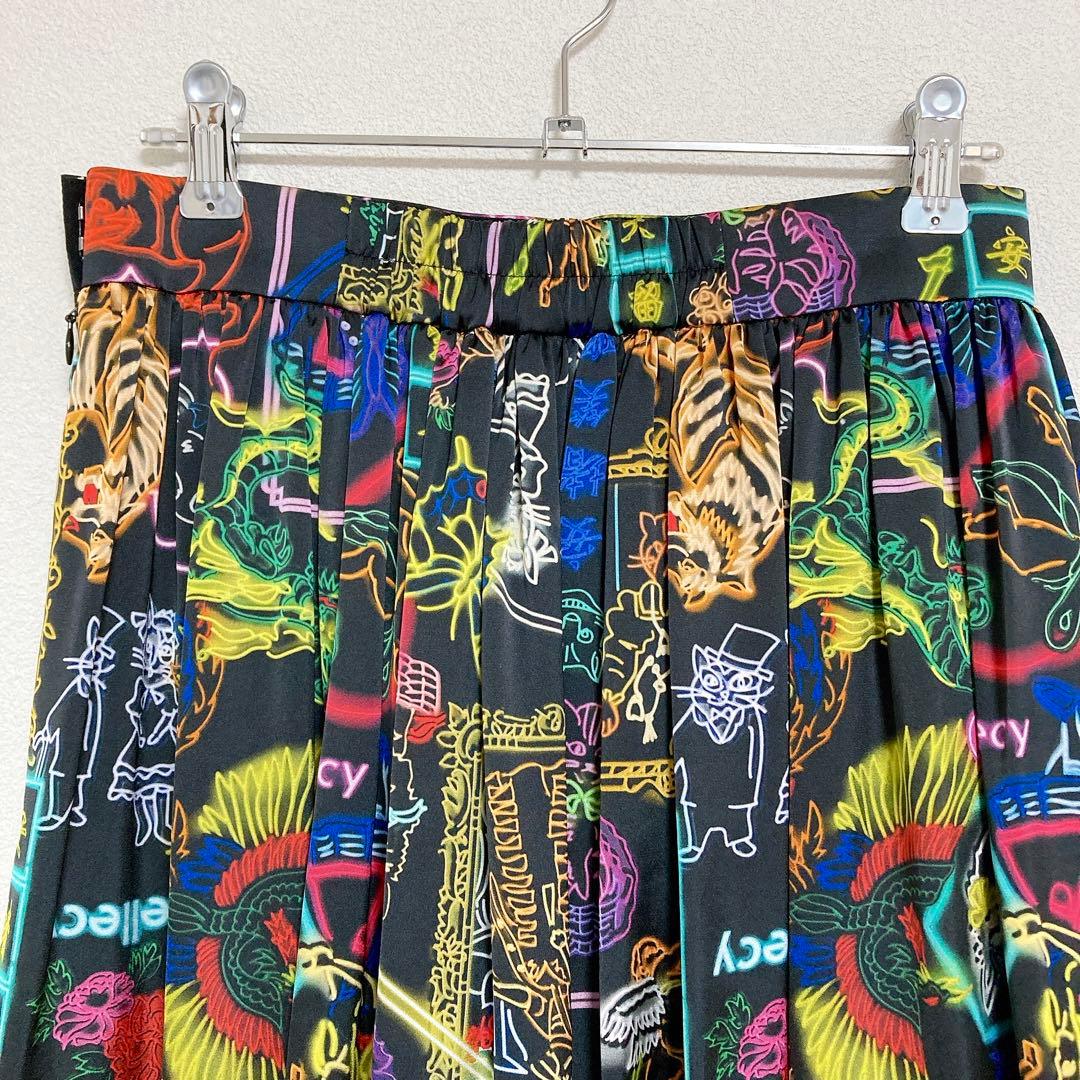 &ellecy　猫　ネオン　ロングスカート　M　アンドエルシー　中華風