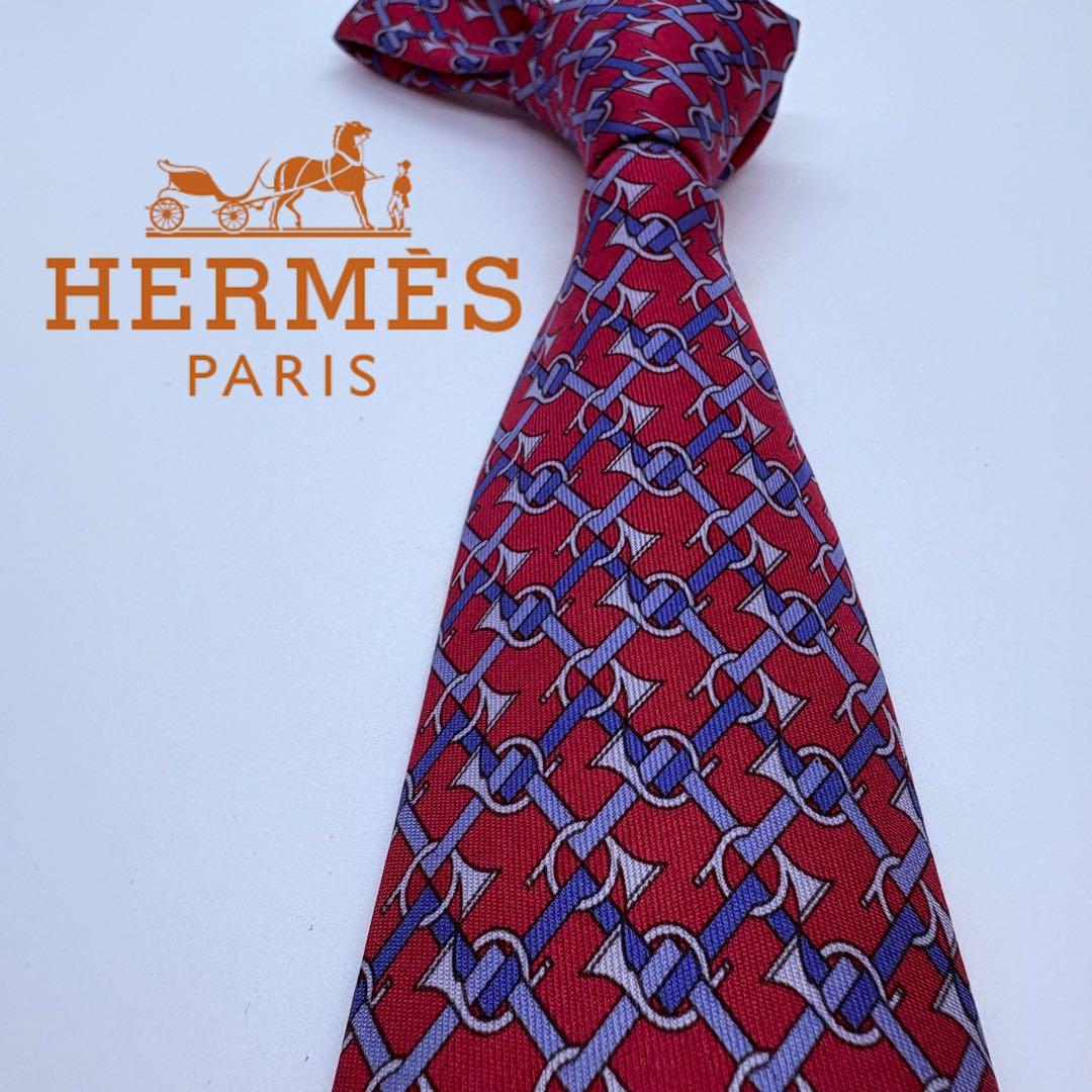 【美品】HERMES/エルメス　ネクタイ　総柄
