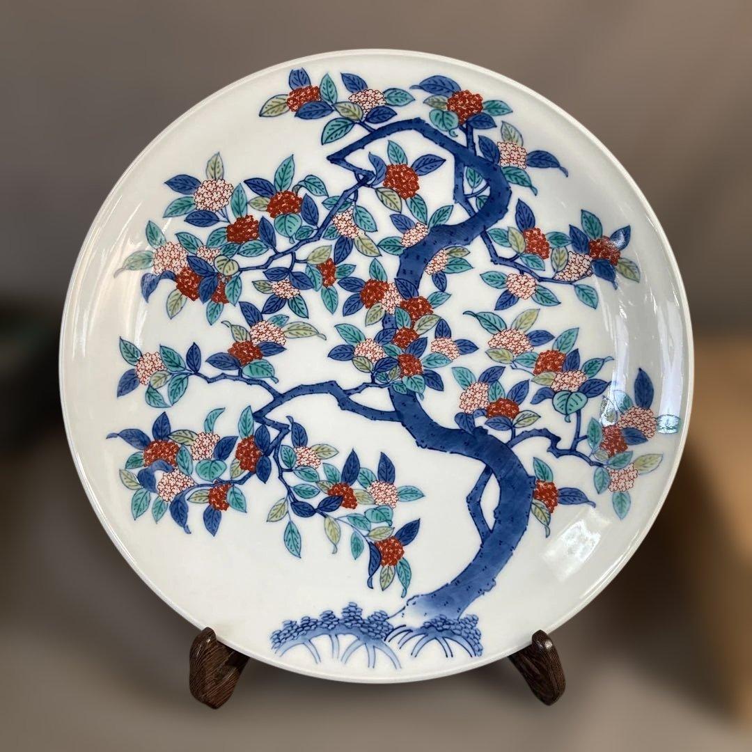 【今右衛門】色鍋島の伝統　日本名窯　人間国宝　十三代今泉今右衛門作　錦橘絵　大皿