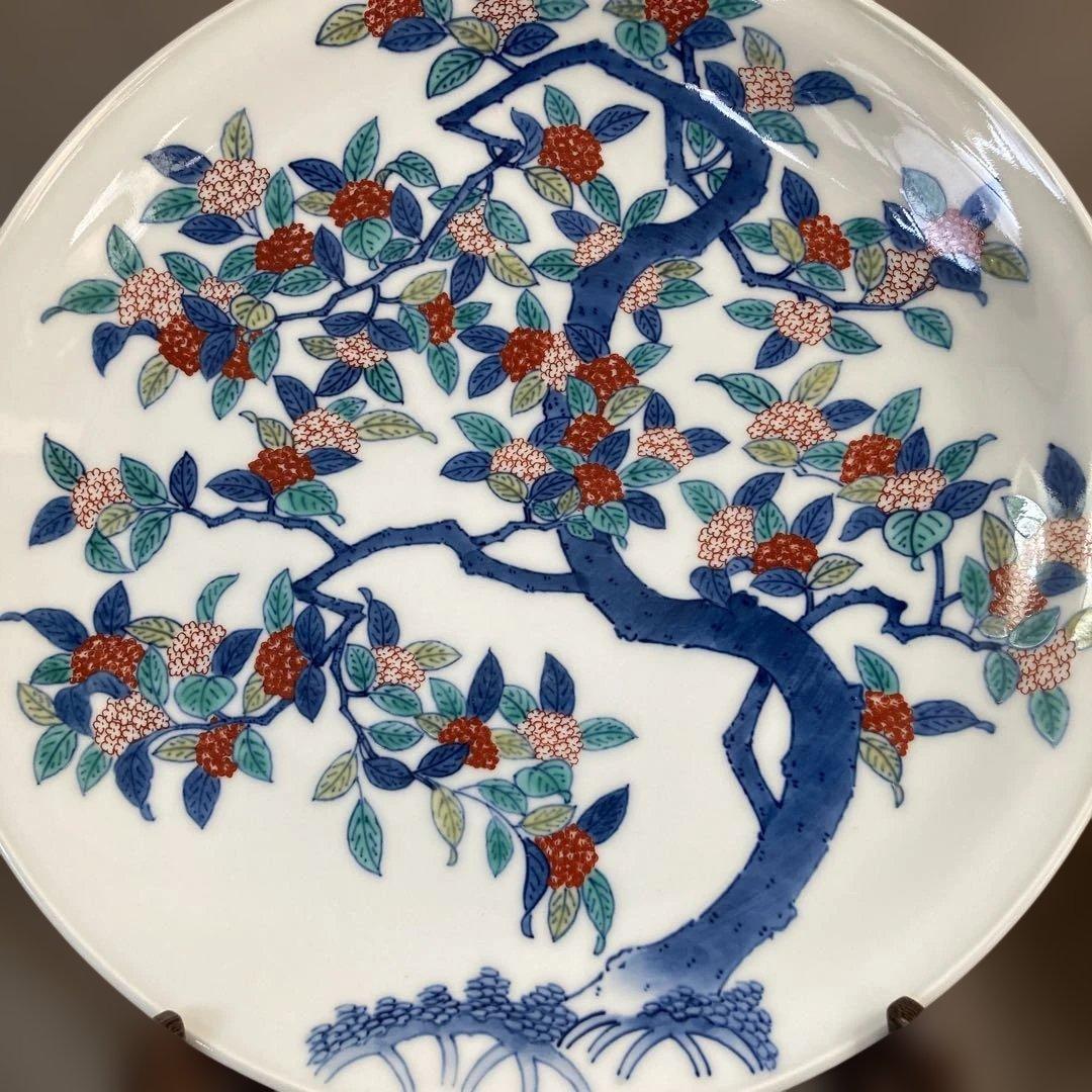 【今右衛門】色鍋島の伝統　日本名窯　人間国宝　十三代今泉今右衛門作　錦橘絵　大皿