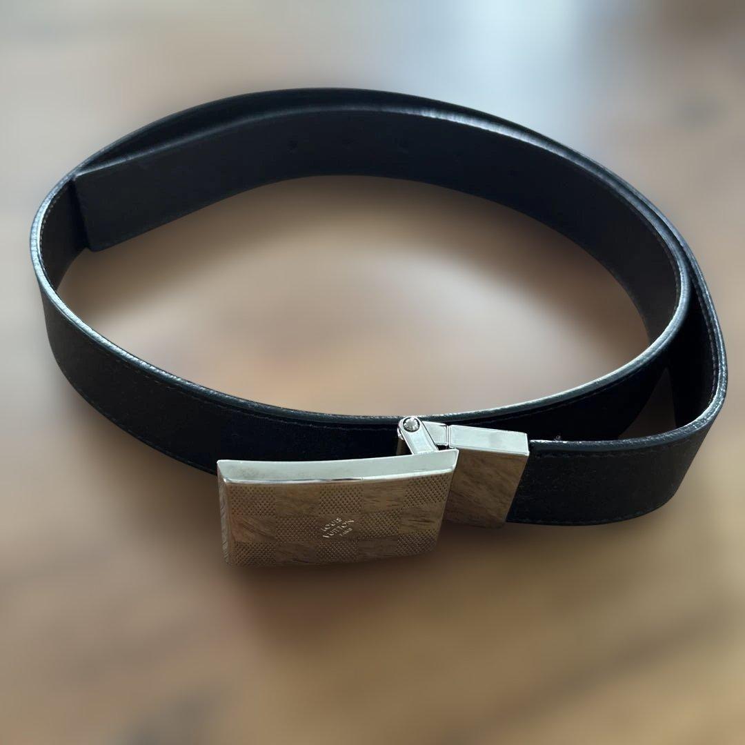 ルイヴィトン☆レザー ベルト チェッカーパターン バックル