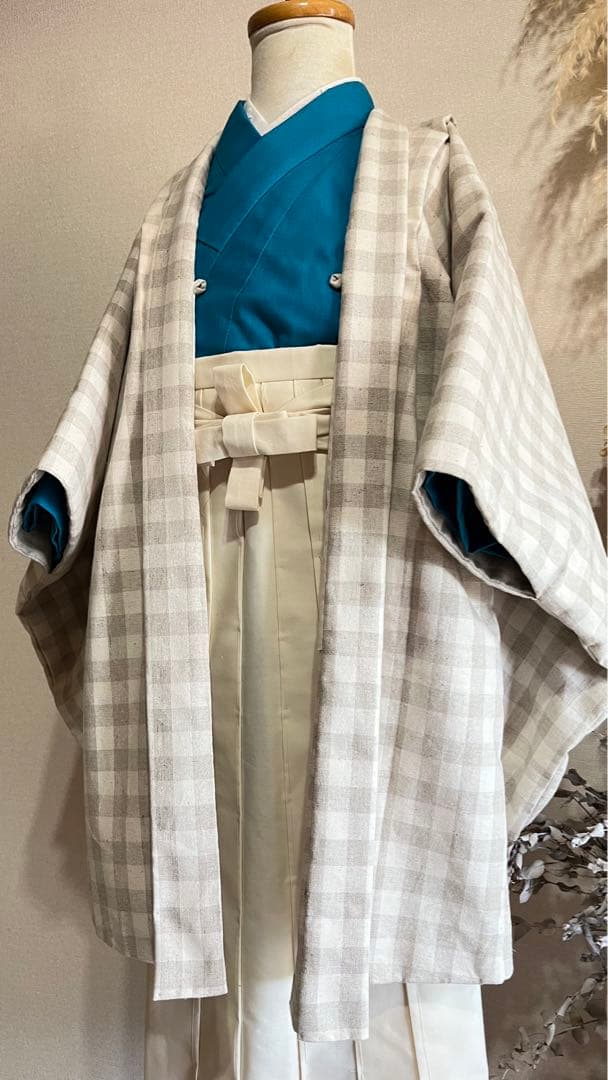 七五三用5歳羽織り　ブロックチェック