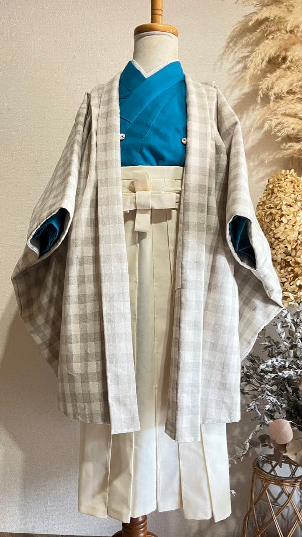 七五三用5歳羽織り　ブロックチェック