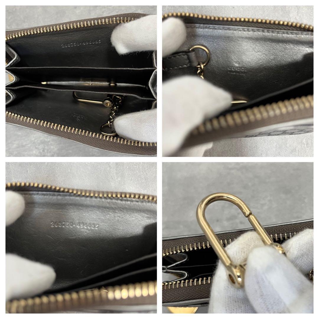 極美品✨ GUCCI ミニ 財布 ラウンドファスナー マイクロシマ レザー