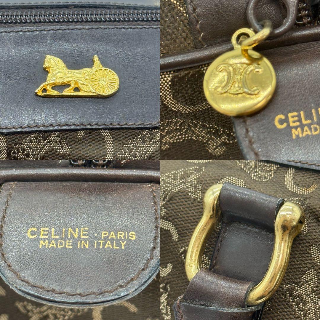 CELINE ミニボストンハンドバッグ Cマカダム 馬車金具