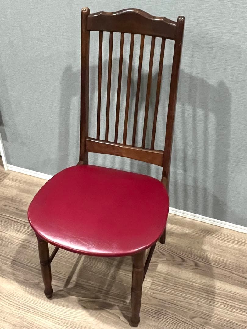 昭和レトロ 木製ダイニングチェア 赤座面｜ヴィンテージ 椅子 1脚