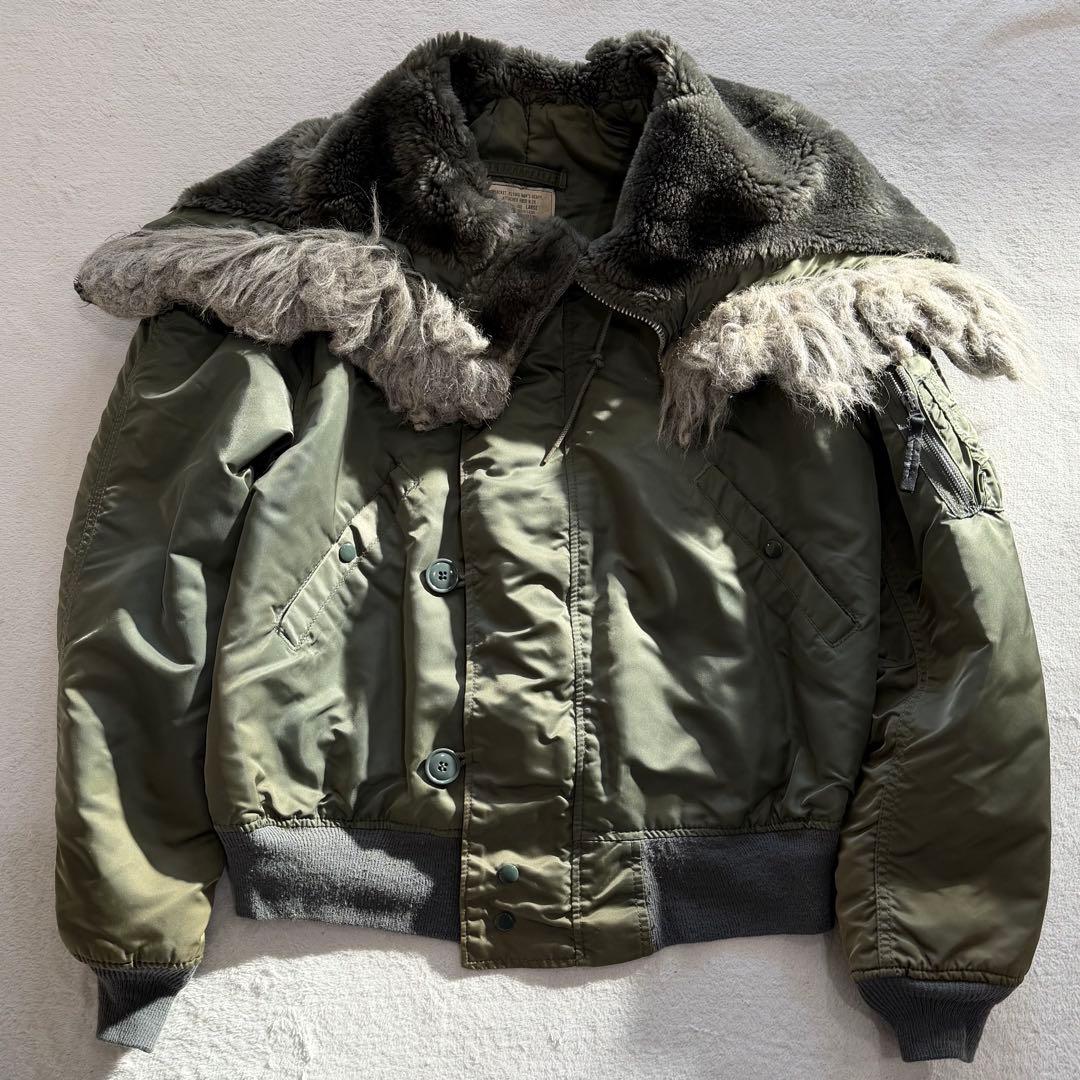 90s アルファインダストリーズ　N-2B USA製　短丈　Y2K カーキ　L