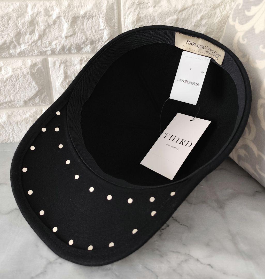 新作 新品 サードマガジン✨パール フェルト キャップ ブラック 黒 冬素材