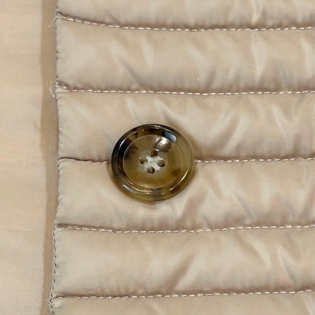 theory luxe ノーカラー ダウンコート 40 ベージュ ベルト付