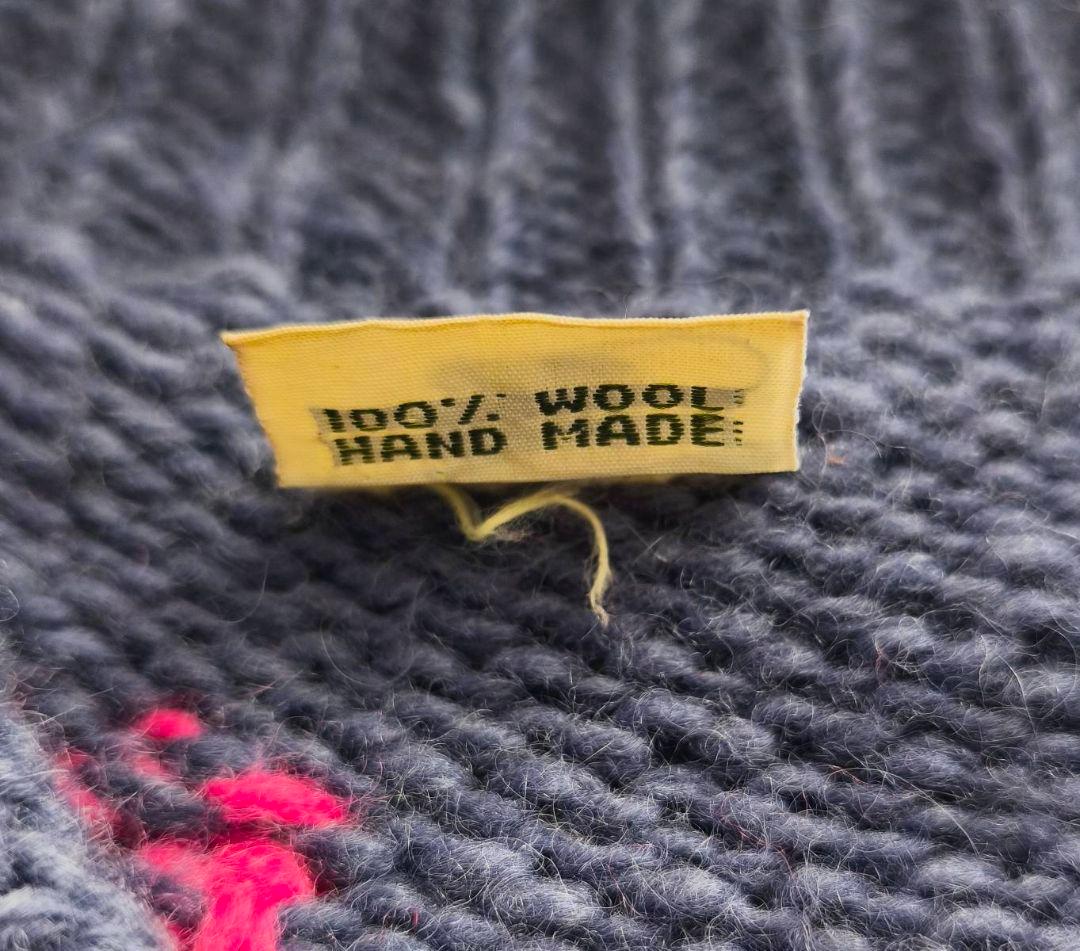 希少柄！エクアドル製 ハンドニット ハート柄 カーディガン ローゲージ　B12