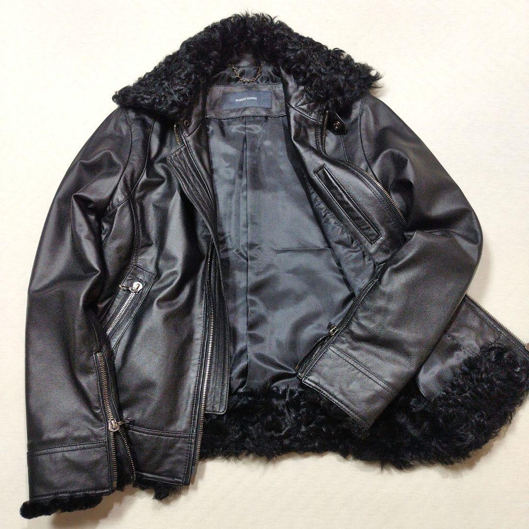 MANIAC WORKS　リアルファーラムレザーライダースジャケット　黒　M