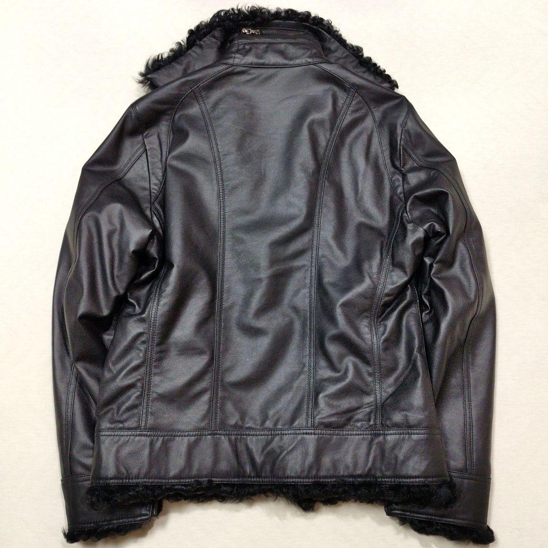 MANIAC WORKS　リアルファーラムレザーライダースジャケット　黒　M
