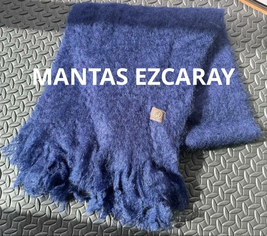 MANTAS EZCARAY ネイビー フリンジ付き マフラー