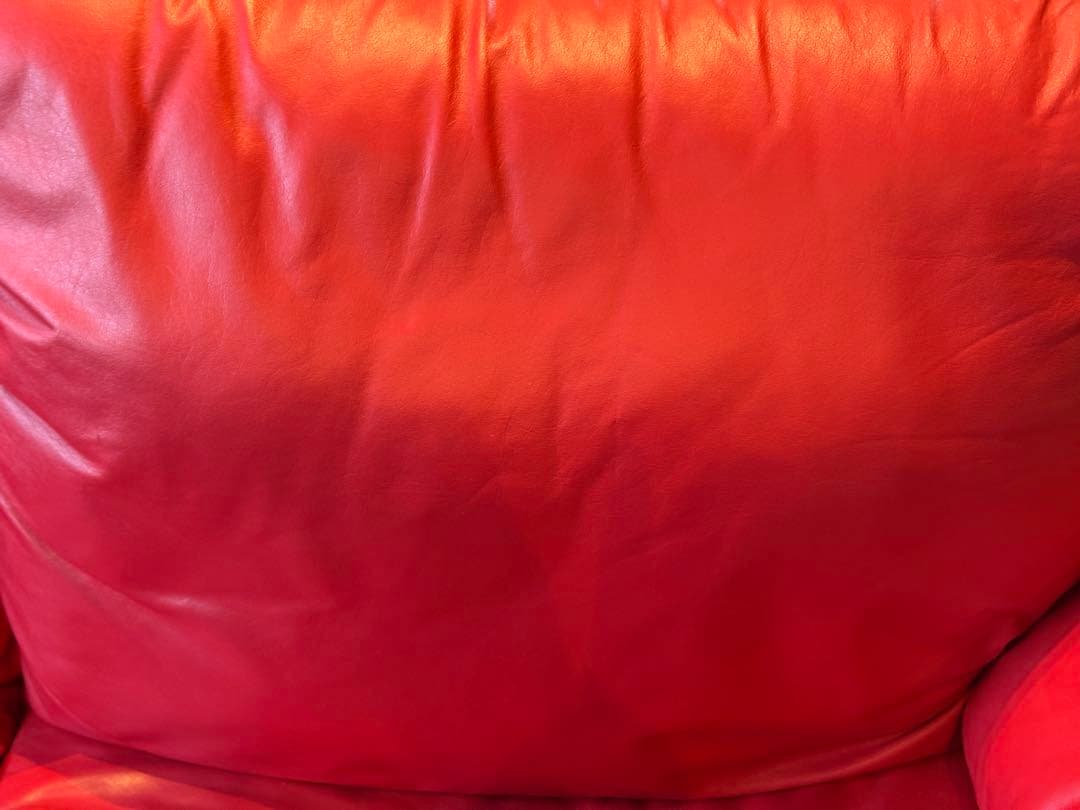 カウチソファ　レッドソファ　3P　モダン　クラシック　シンプル　レザー　IG