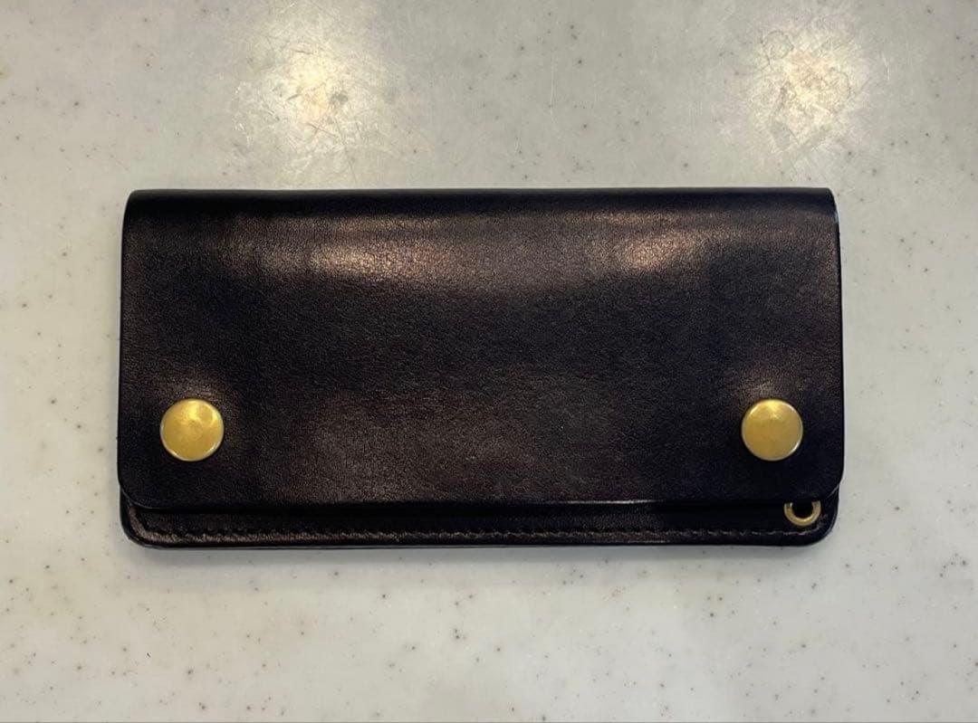 ロングトラッカーウォレット　ブラック 小判カン30mm