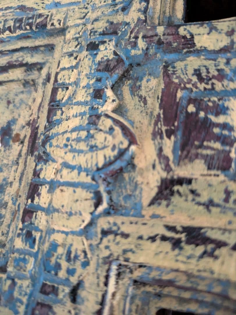 【　インド　ヴィンテージ　ミラー　】鏡　アンティーク　レリーフ　木製　壁掛　木彫