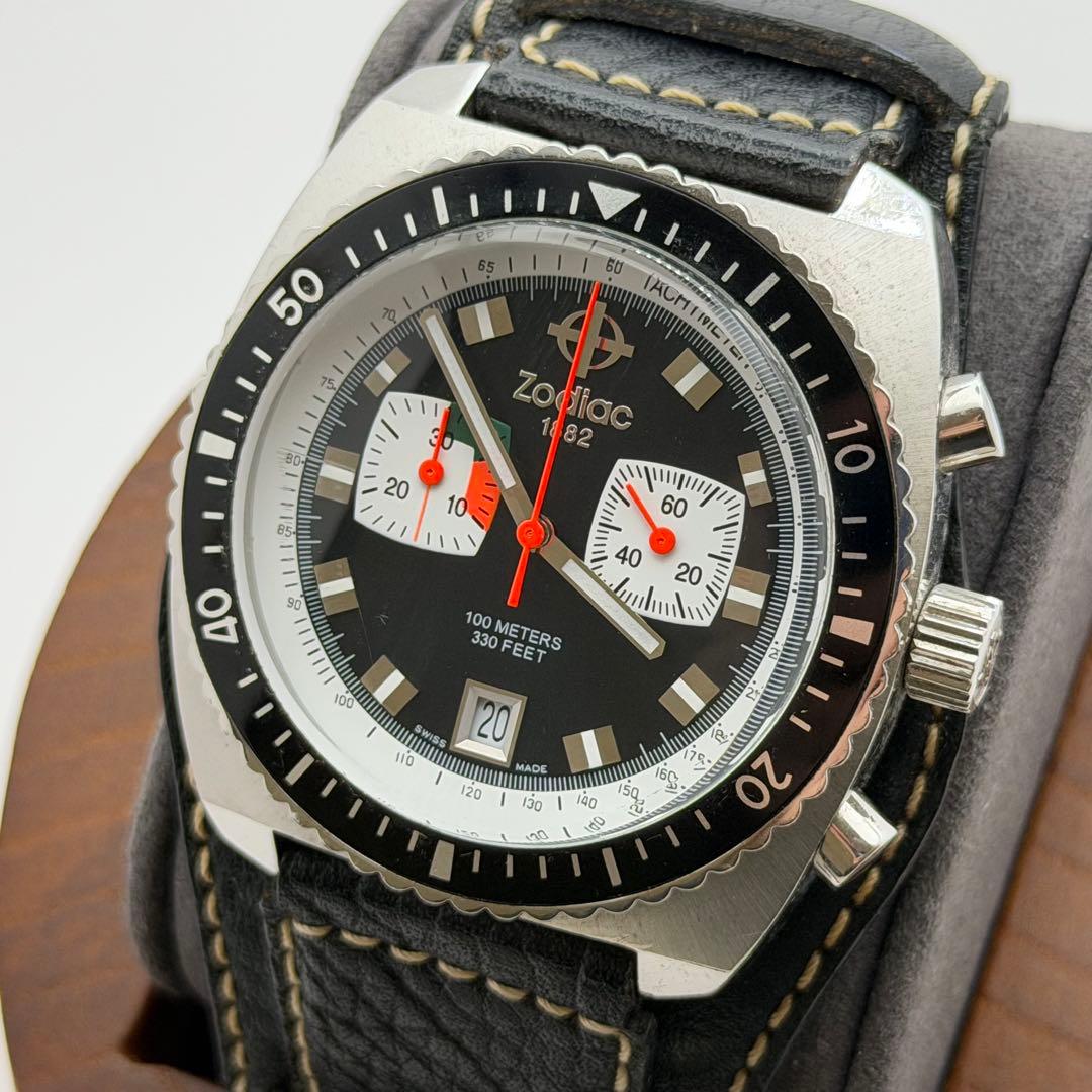 【希少】ゾディアック　ZO2216 シードラゴン　クォーツ　ブラック　クロノ