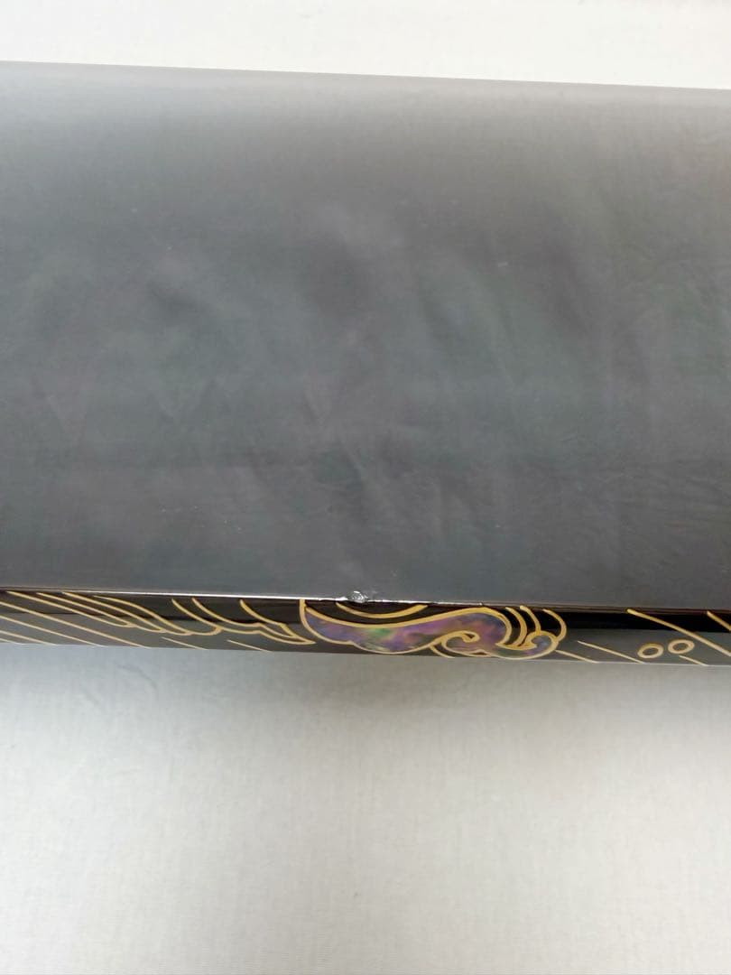 美品 茶道具 輪島塗 青貝荒磯蒔絵 長板 黒真塗 炉用 共箱