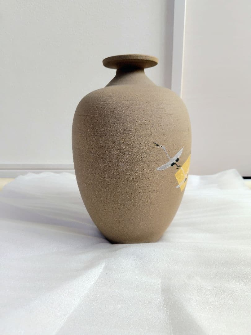 九谷焼　穂光　 陶器　つぼ型　花瓶　花器