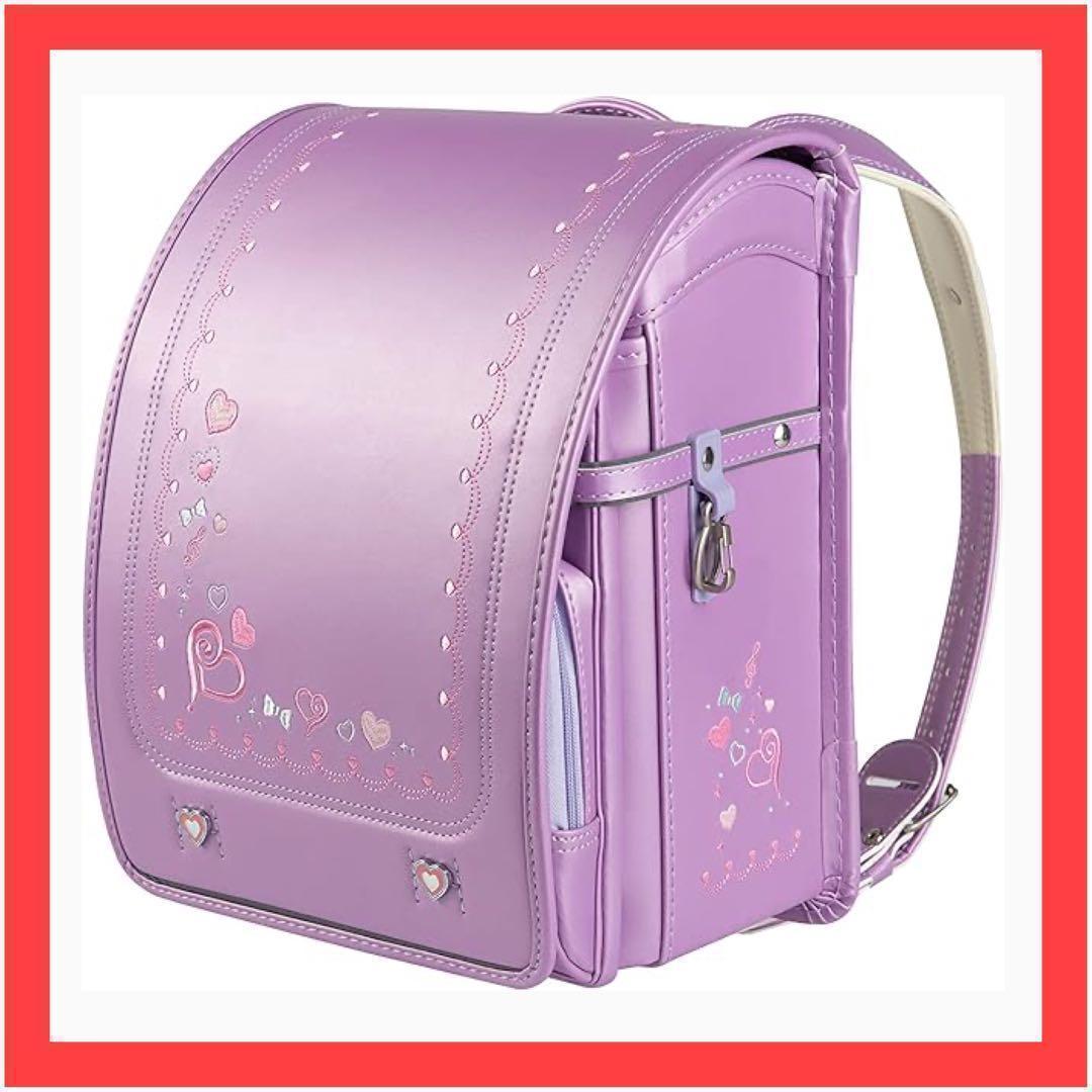 【新品未使用】ランドセル パープル 女の子 大容量 軽い 強化レザー 撥水