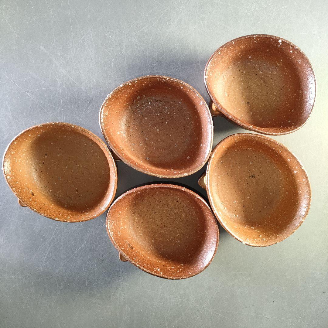 A1287-2/信楽焼/高橋楽斎/信楽変形片口向附5客/銘々皿/飾鉢/懐石道具/