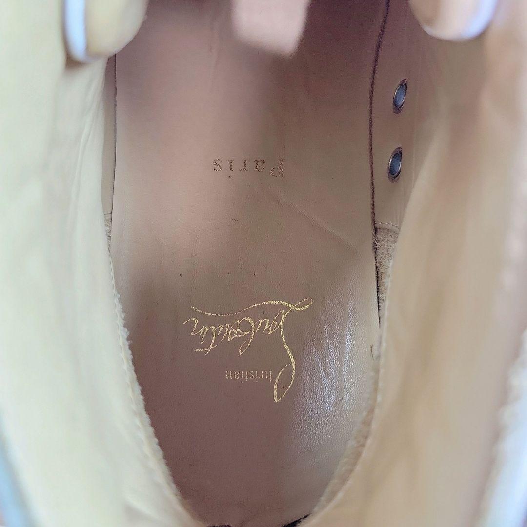 【美品】クリスチャン・ルブタン　約25.5㌢　レザー　ハイカットスニーカー　白