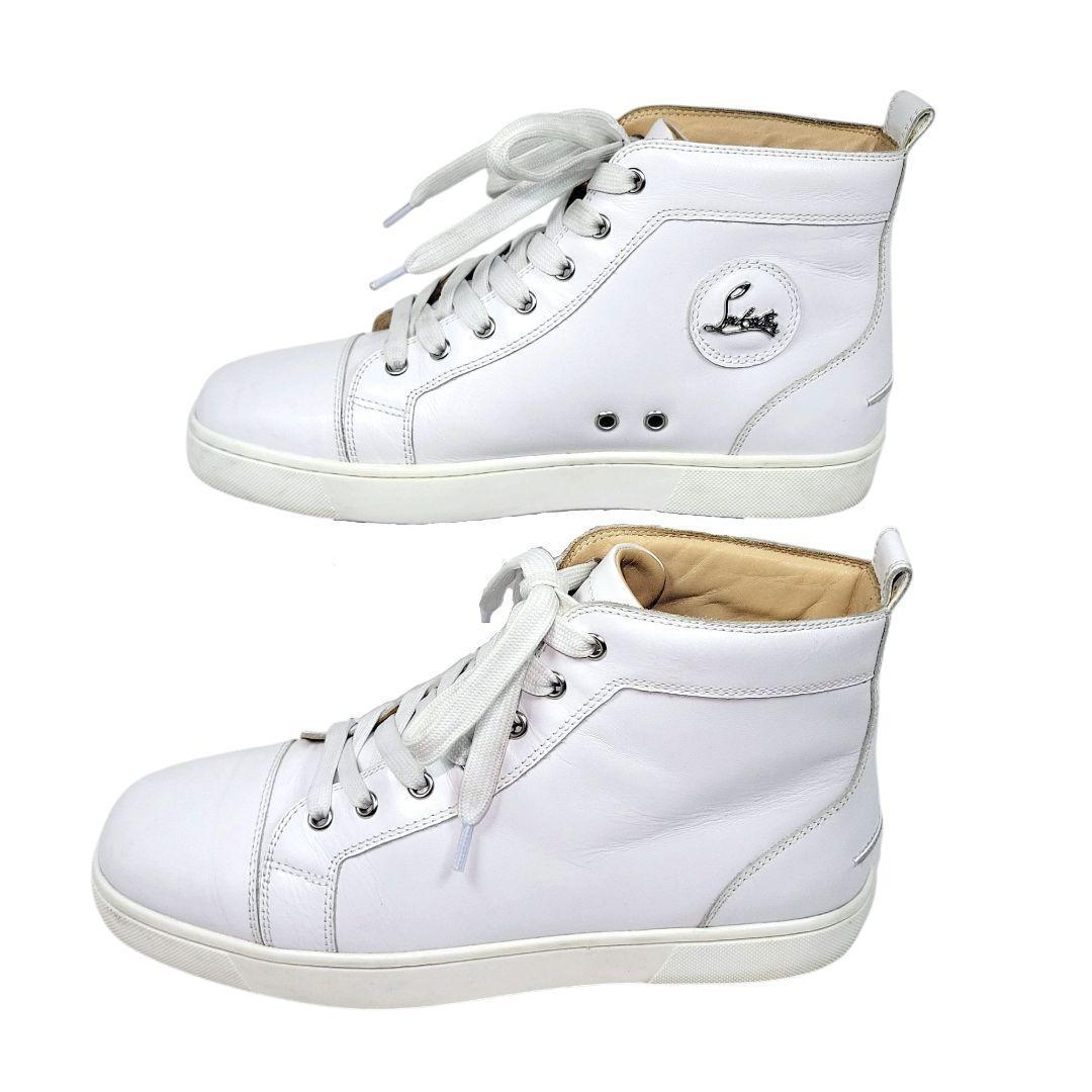 【美品】クリスチャン・ルブタン　約25.5㌢　レザー　ハイカットスニーカー　白