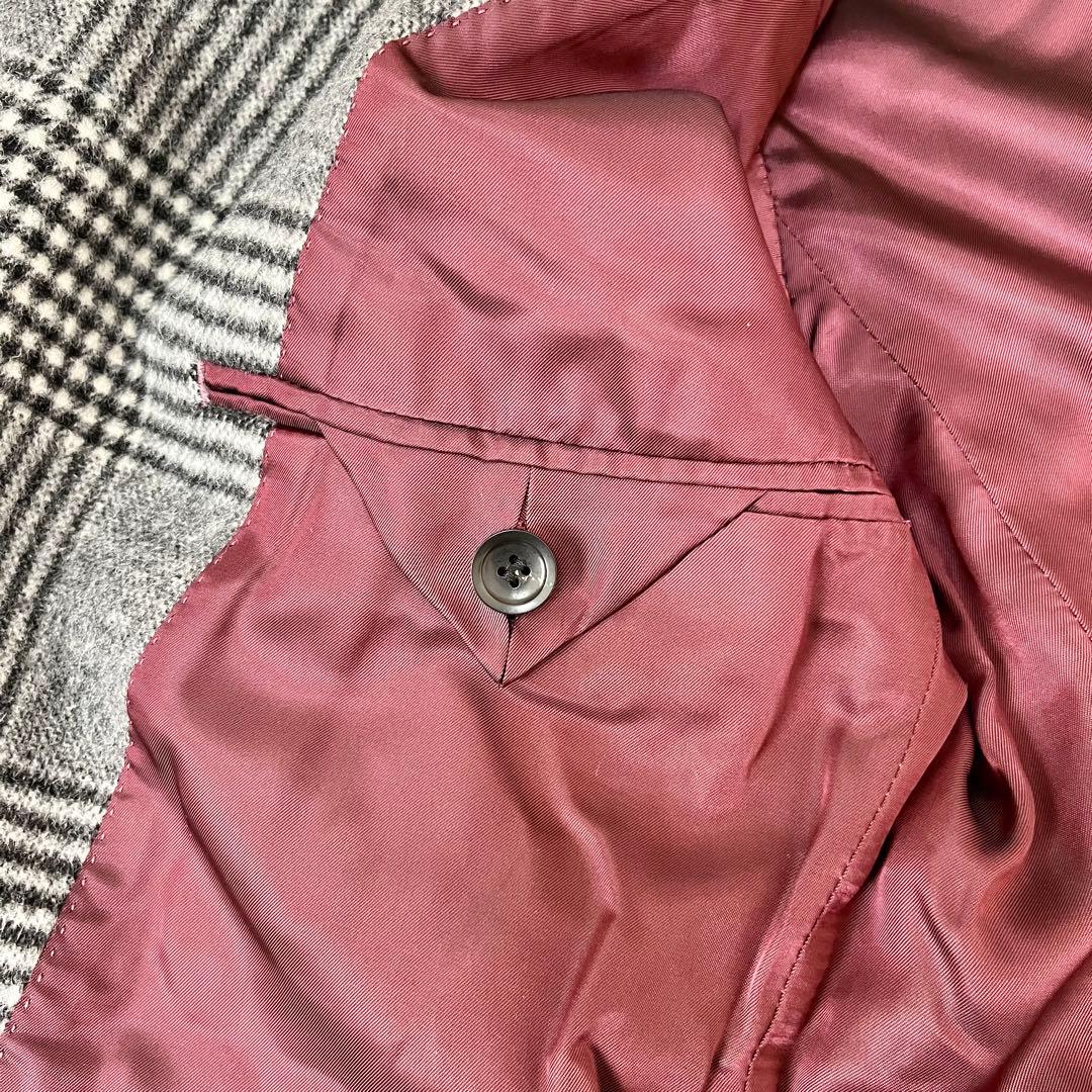 【y2様美品 アンゴラカシミヤ】麻布テーラー チェック ダブル チェスターコート