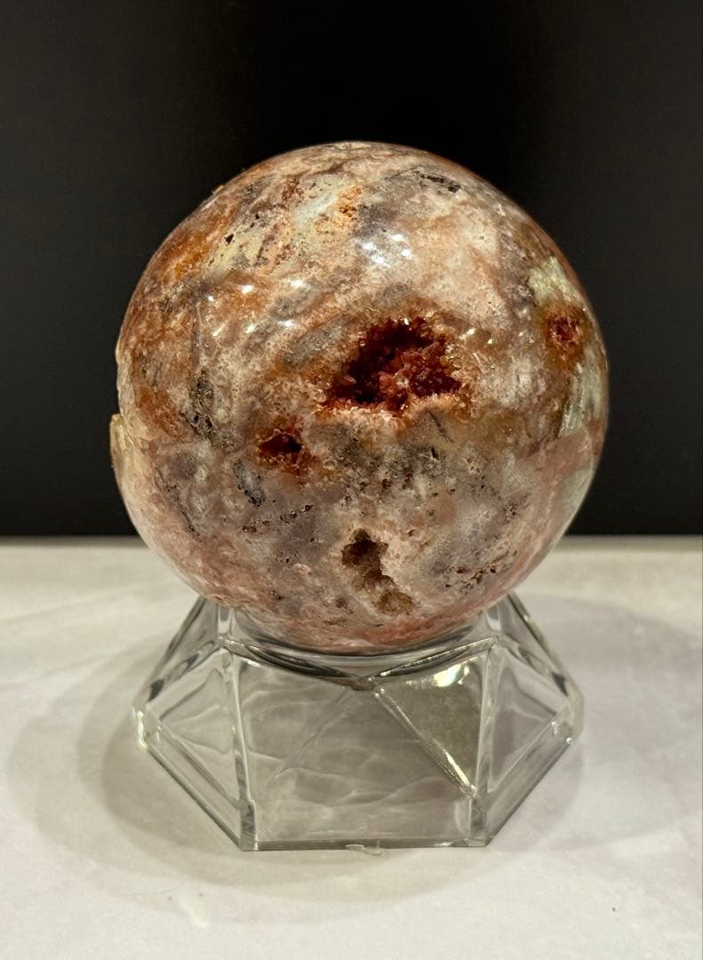 珍しい♡ レッド スファレライト 水晶 共生 スフィア 丸玉 笑口 天然石