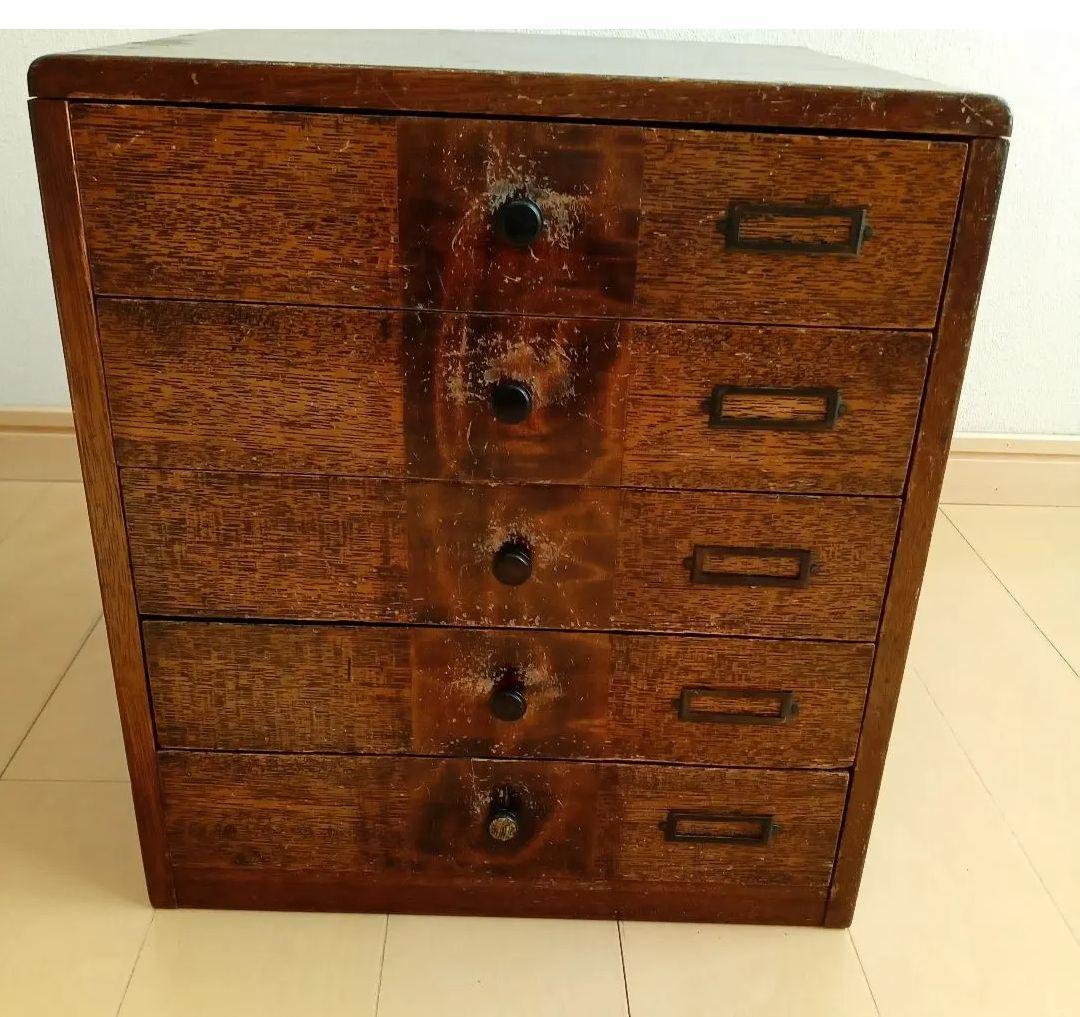 古材　昭和レトロ　書類棚　レターケース　5段