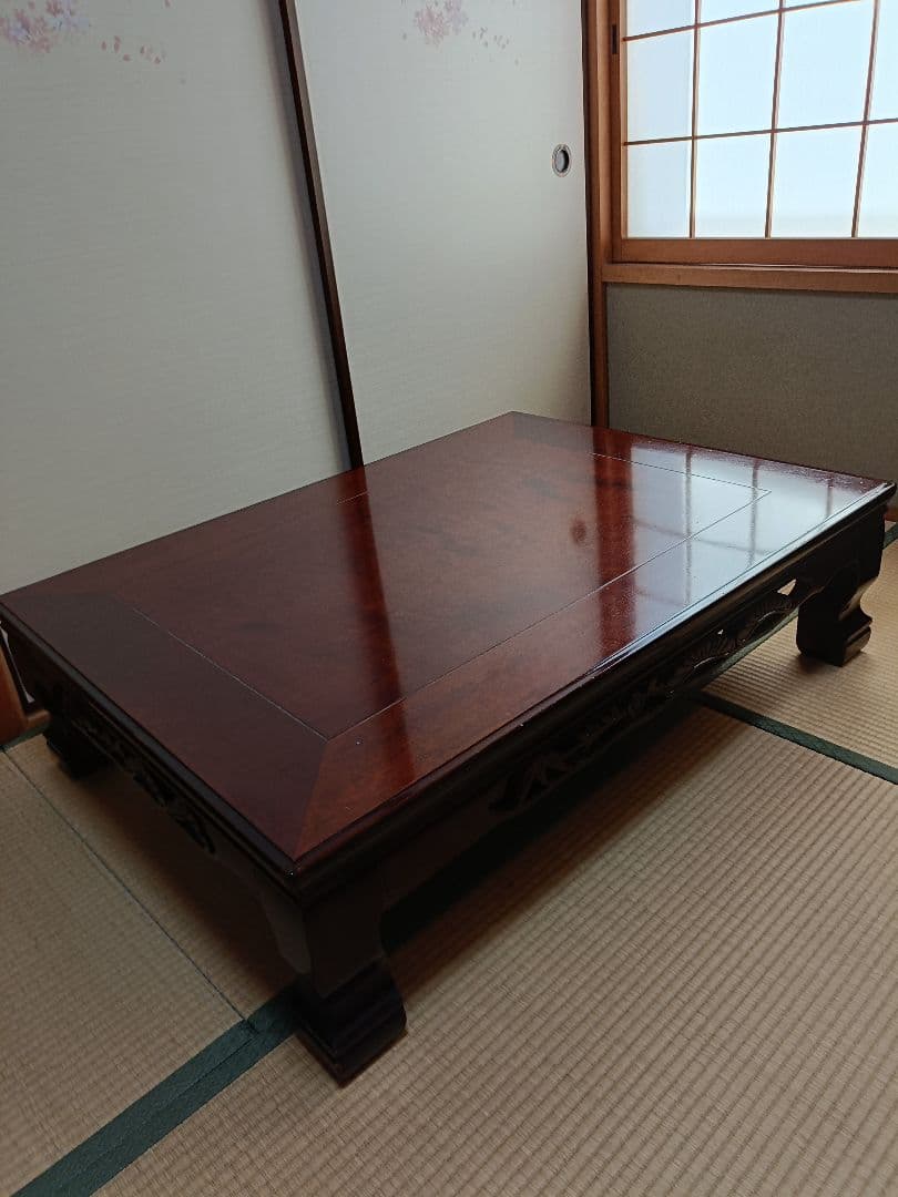 座卓　和室　ローテーブル　天然木化粧合板　年代物　昭和期　レトロ　アンティーク