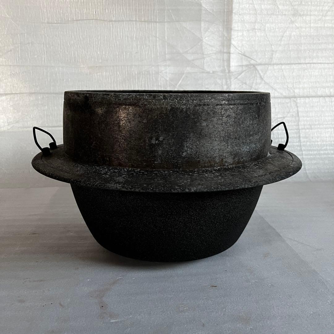 アルミ製　羽釜　専用の分厚い木蓋でサイズピッタリ！　ビンテージ