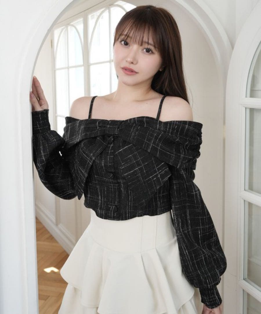 ももんが lip service リボンオフショルロングスリーブトップス